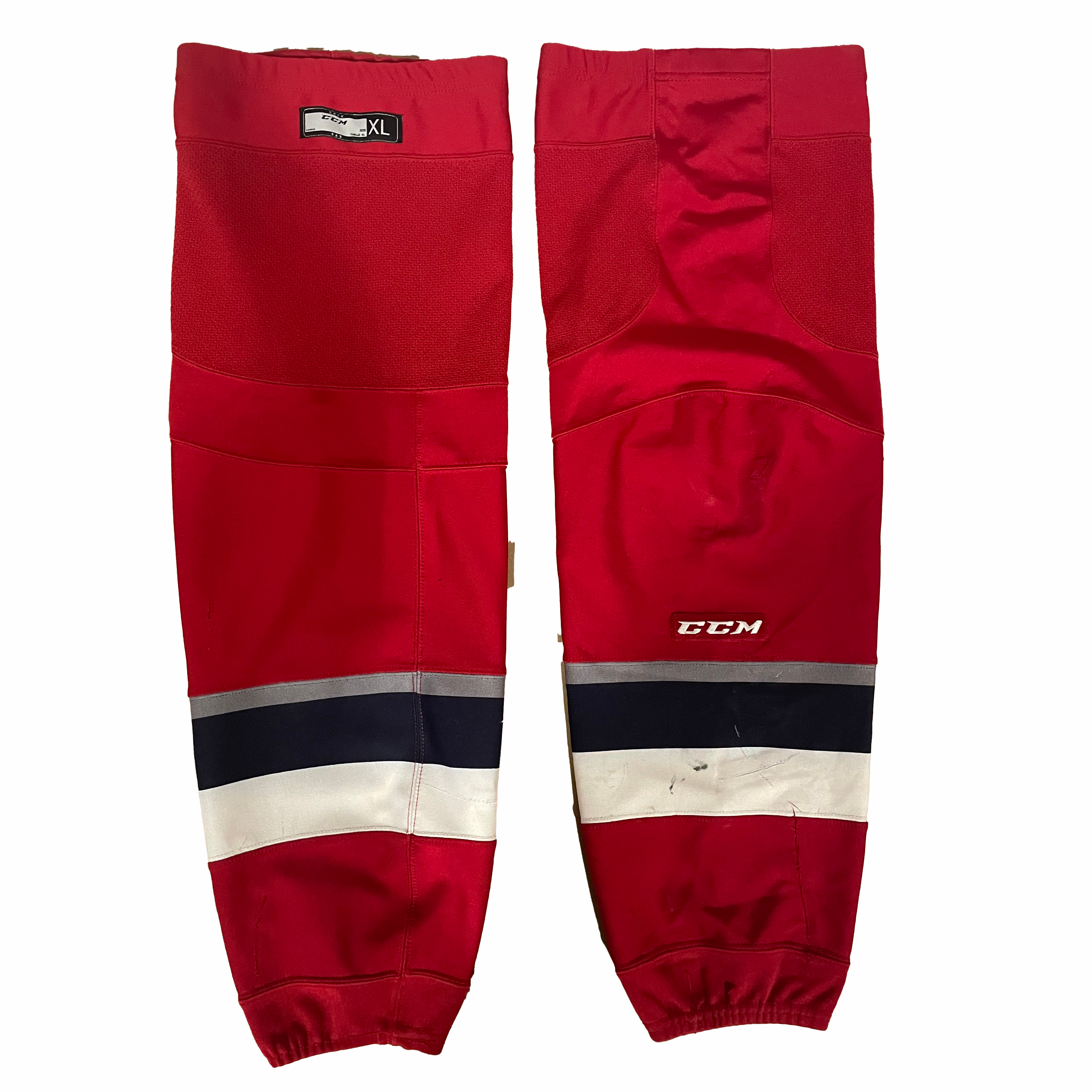 ECHL - Chaussettes de hockey CCM d'occasion (rouge/bleu marine/blanc)